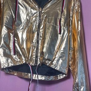 metallic rose gold  polyester warm-up jacket